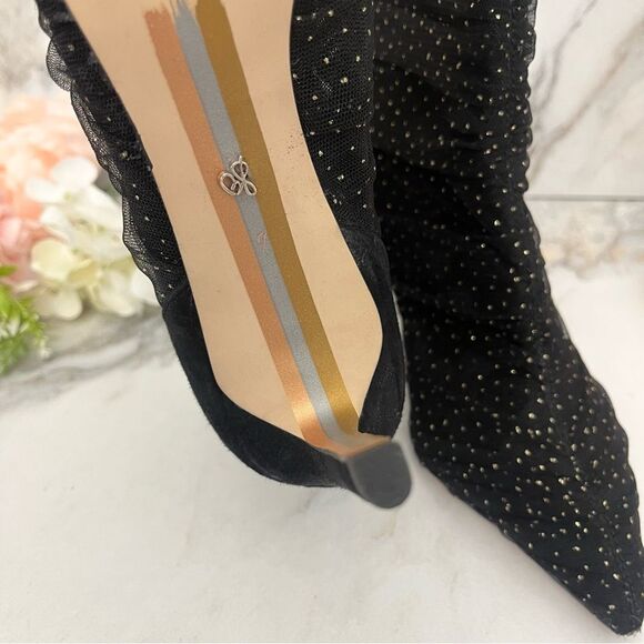 SAM EDELMAN Farren Tulle Pointed-Toe Booties in Black Size 7 NEW - Picture 14 of 16